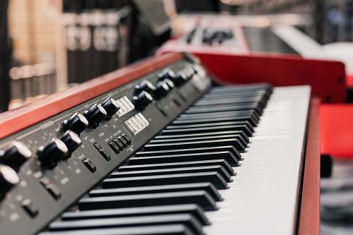 musical instrument red electric keyboard piano